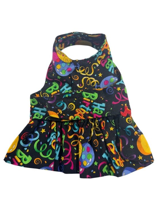 Handmade Other - Small Pet Dog Dress Outfit Costume w Harness Birthday Party Print Cotton Cat Pig